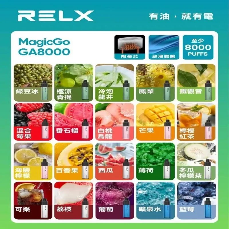 RELX GA8000 Puffs拋棄式電子煙 悅刻拋棄式煙桿 2026最新款 免充電 台灣現貨